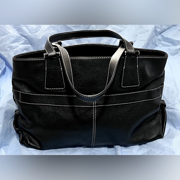 Tod's Handbags - TOD’s black Pebbled Leather bag with dark gray Suede Interior. Meas. 15 x 9in